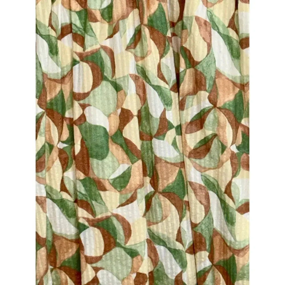 Abercrombie & Fitch White Cream Green Tan Brown Sleeveless Maxi Dress Womens S